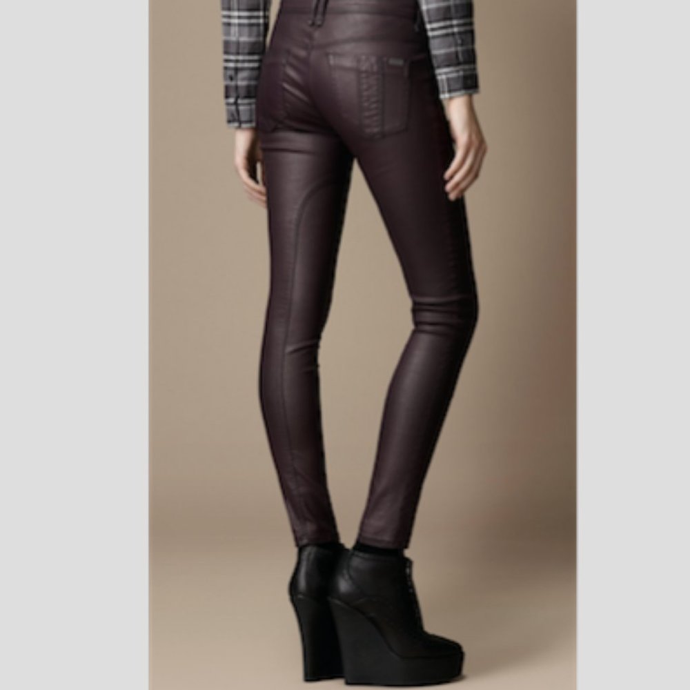 Burberry Black Coated Pilton Cotton Ankle Pants